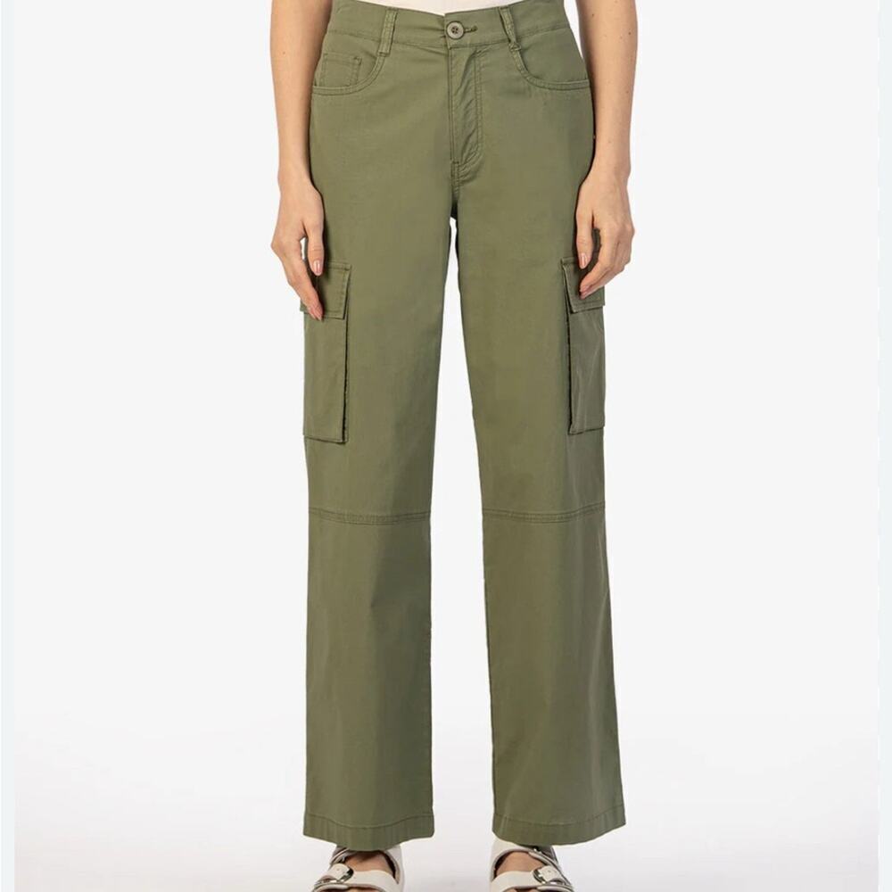 KUT Charlotte Wide Leg Cargo Pants, Khaki, Street Style, Weekend, Urban Casual 0 - Picture 3 of 11